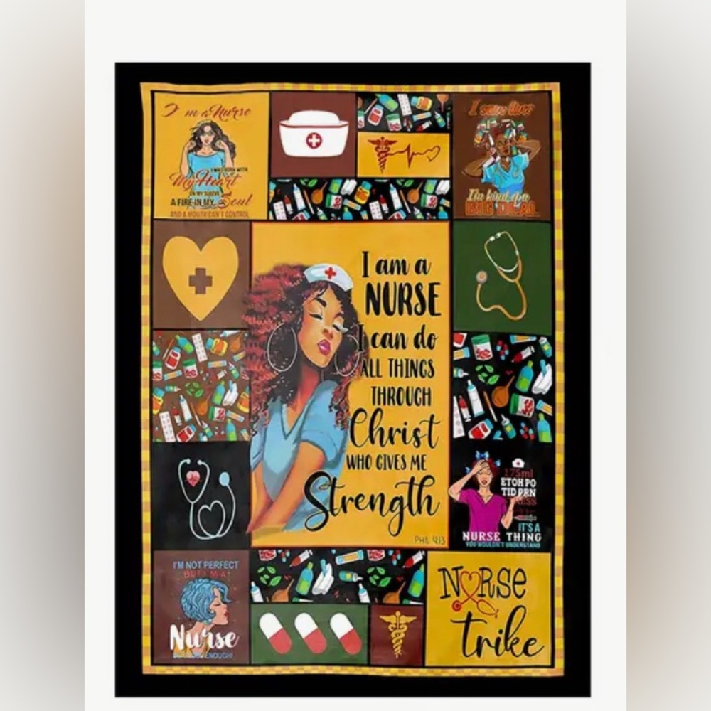 New “She Did That” Nurse Graphic Throw Blanket 💕